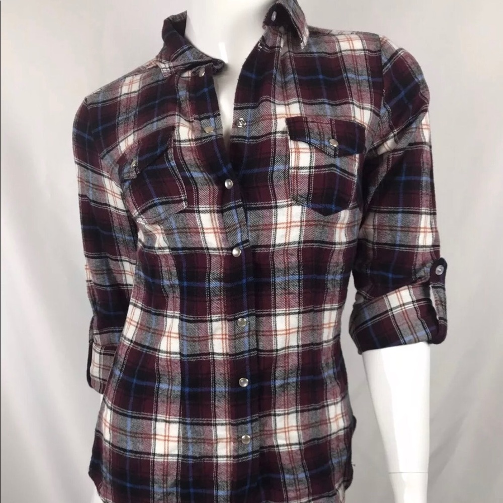 YMI Plaid Pearl Snap Top