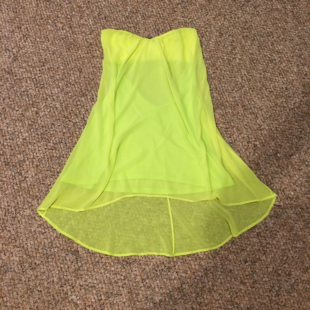 Neon yellow mini dress