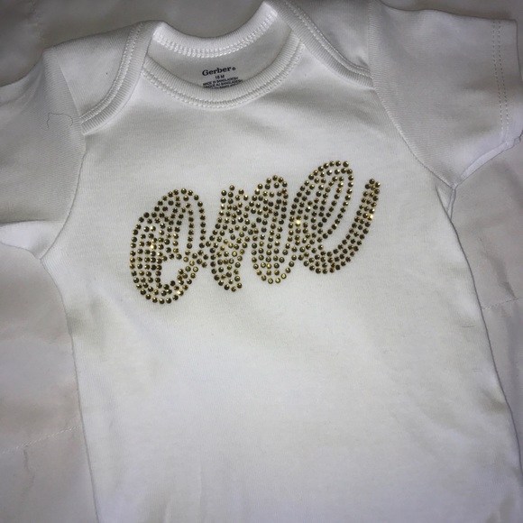 Rhinestone first birthday onesie - Picture 2 of 2