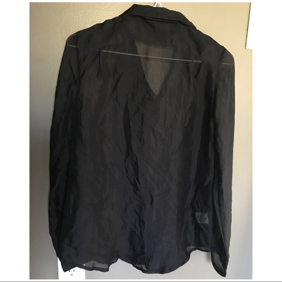 Nice Collective Black Silk Button Down Top - Picture 3 of 5