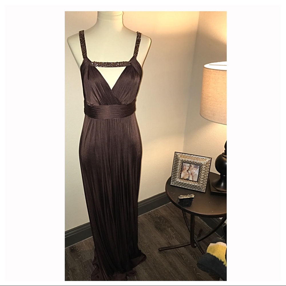BCBG Ève Dress Long for Prom, Formal, Wedding Guest Dress, Beaded, Open Back