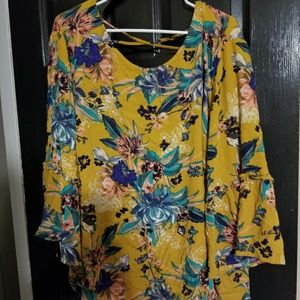 Ava and Viv mustard blouse 4x