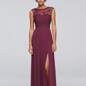 Long Bridesmaid Dress with Lace Bodice