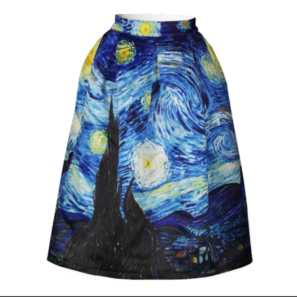 Van Gogh Starry Night High Waisted Skirt (L)