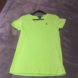 Lime green Ralph Lauren Sport V-neck shirt