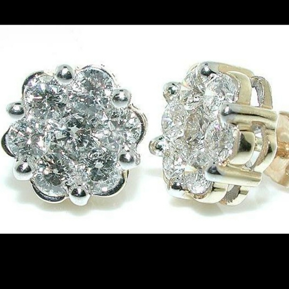 14k gold and Diamond earrings tw 1.50 ct