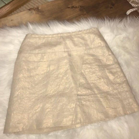 J Crew gold crossover mini skirt - Picture 1 of 4
