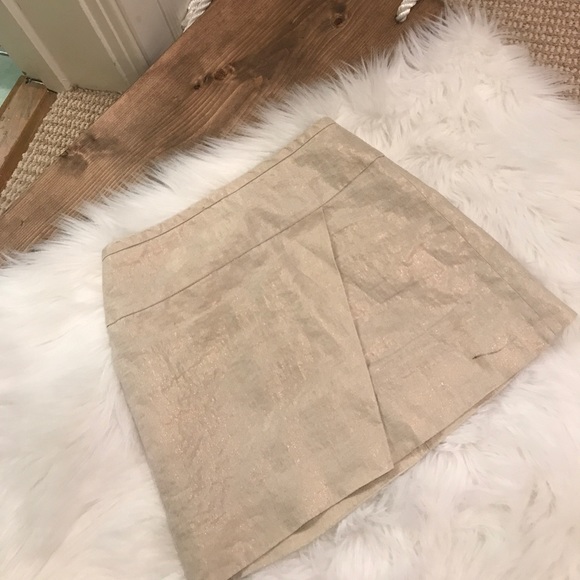 J Crew gold crossover mini skirt - Picture 2 of 4