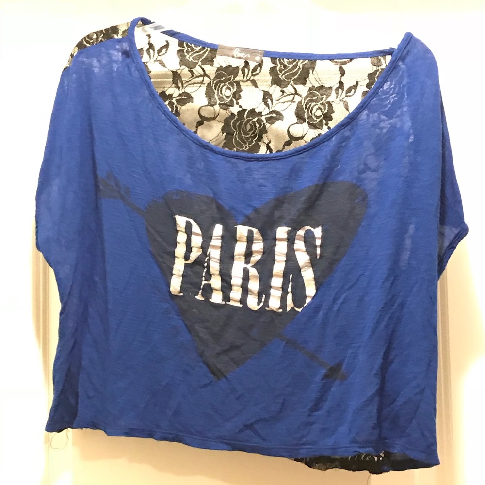 Blue & Black lace Crop top