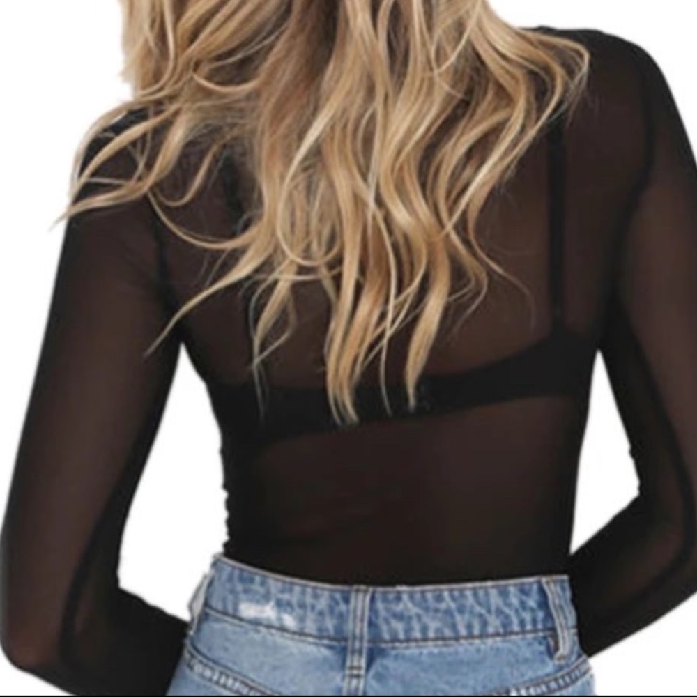 LAST 1! New Sheer Rose Embroided Bodysuit! - Picture 2 of 2
