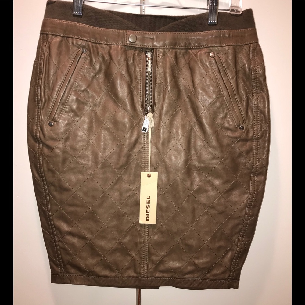 Diesel Brown Leather Skirt