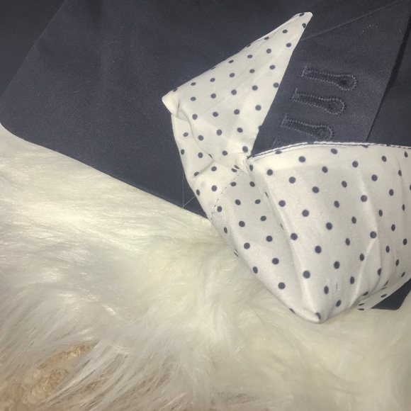 Petit Ann Taylor navy blazer with polka dot lining - Picture 2 of 4