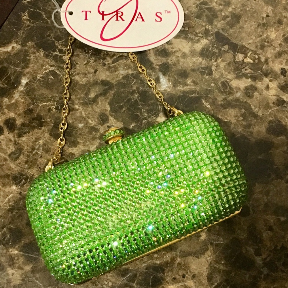 BRAND NEW WITHOUT TAGS!  PERIDOT GREEN CRYSTAL MINI PURSE