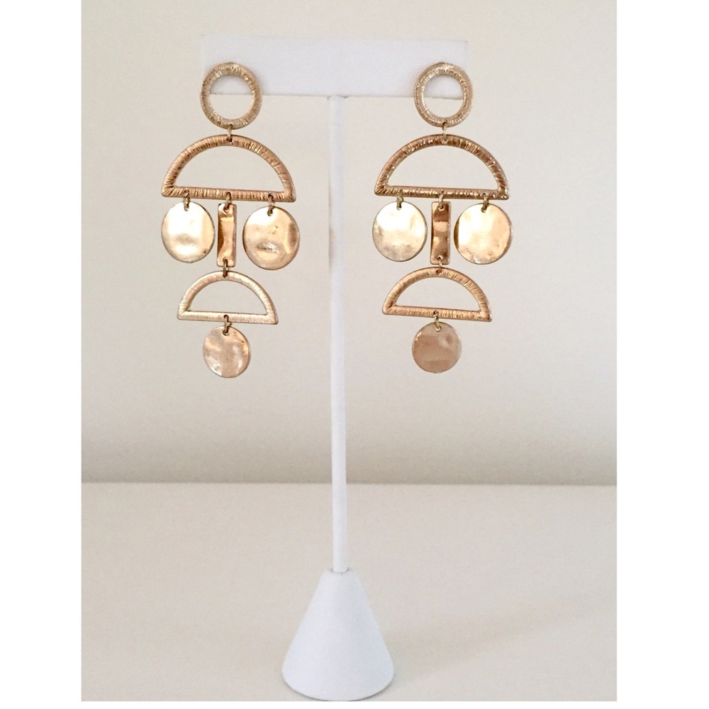 🚫GONE Gold Sterling Silver Modern Geo Earrings - Picture 1 of 8