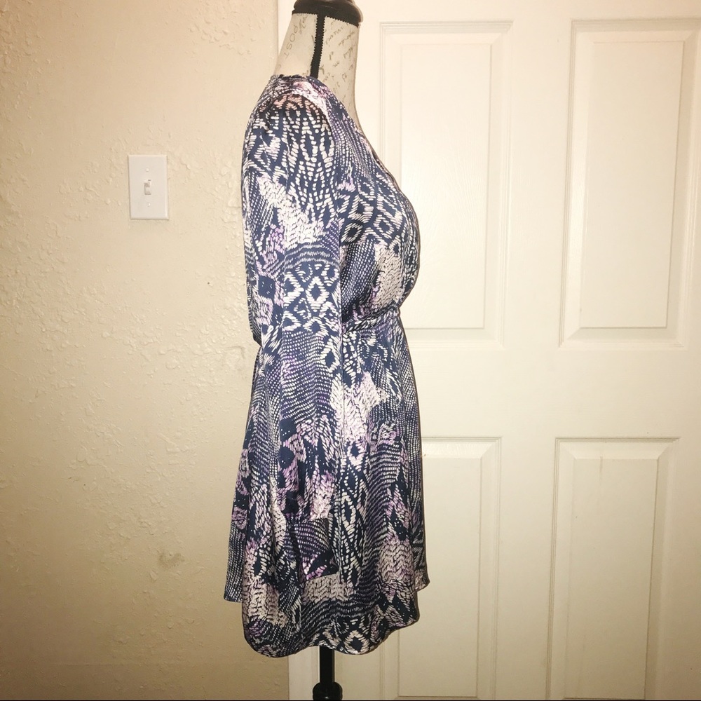 Esley Long Sleeve Baby Doll Dress V Neck Mini - Picture 3 of 5