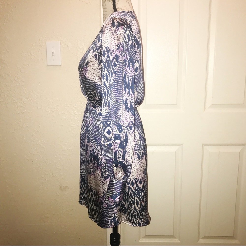 Esley Long Sleeve Baby Doll Dress V Neck Mini - Picture 5 of 5