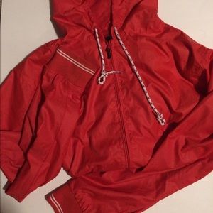 DC red rain zip-up jacket