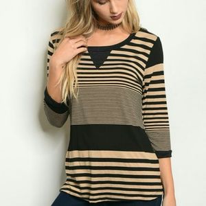 New Junior's Cute Boutique Black/Taupe striped