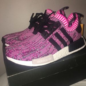 Sz 8 Pink and Black Adidas Knit NMDs **BRAND NEW**