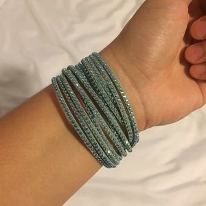 Light Blue Swarovski Leather Bracelet