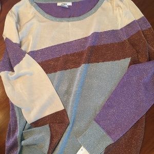 Bar III Long Sleeve Scoop Neck Metal -LGT KIWI CMB