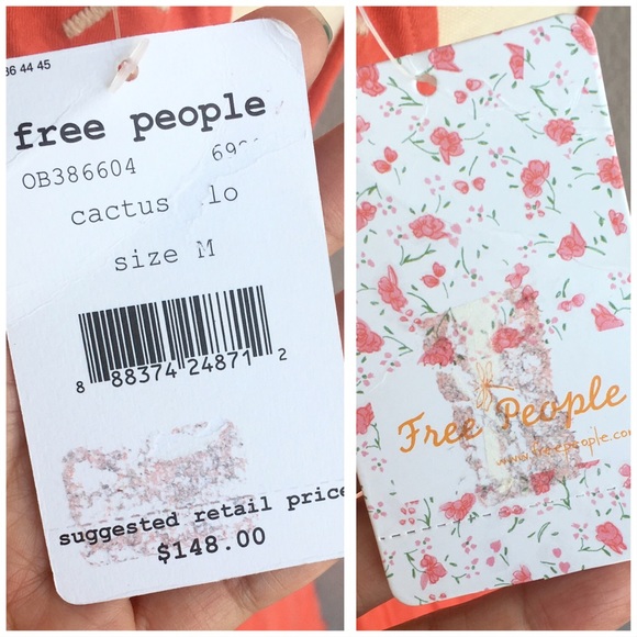 FREE PEOPLE Boho Orange Cutout Dress Sz M. NWT. - Picture 8 of 8