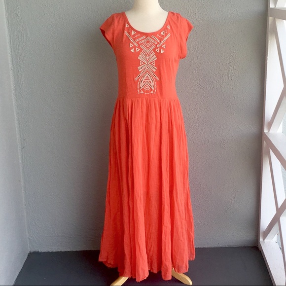 FREE PEOPLE Boho Orange Cutout Dress Sz M. NWT. - Picture 6 of 8