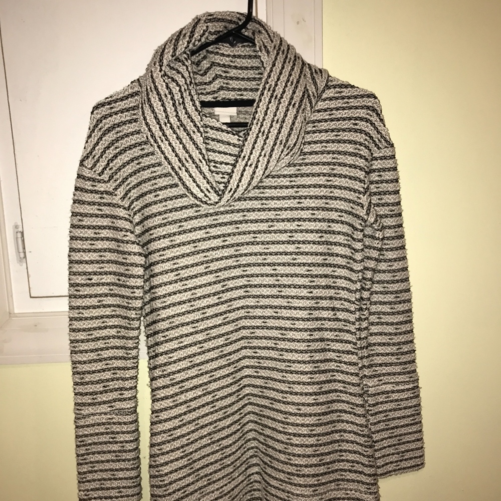 Striped Turtleneck A-Line Dress