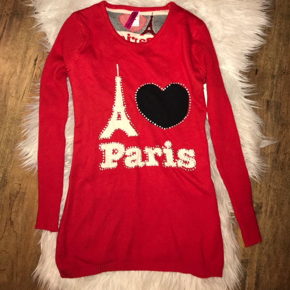 ❤️ Paris Long Sleeve Stretch Sweater in Medium