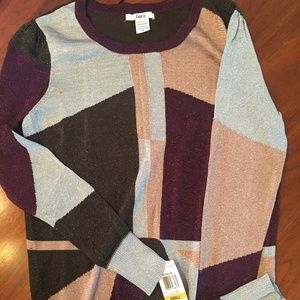 Bar III Long Sleeve Scoop Neck Metal GRPVINE CMBO