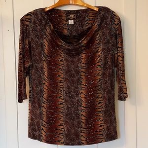 Plus Size 2X/3X Animal Print Drape Neck Top