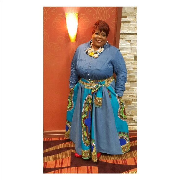 Denim and Dashiki Maxi - Picture 2 of 2