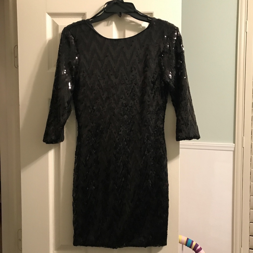 Black sequence mini dress