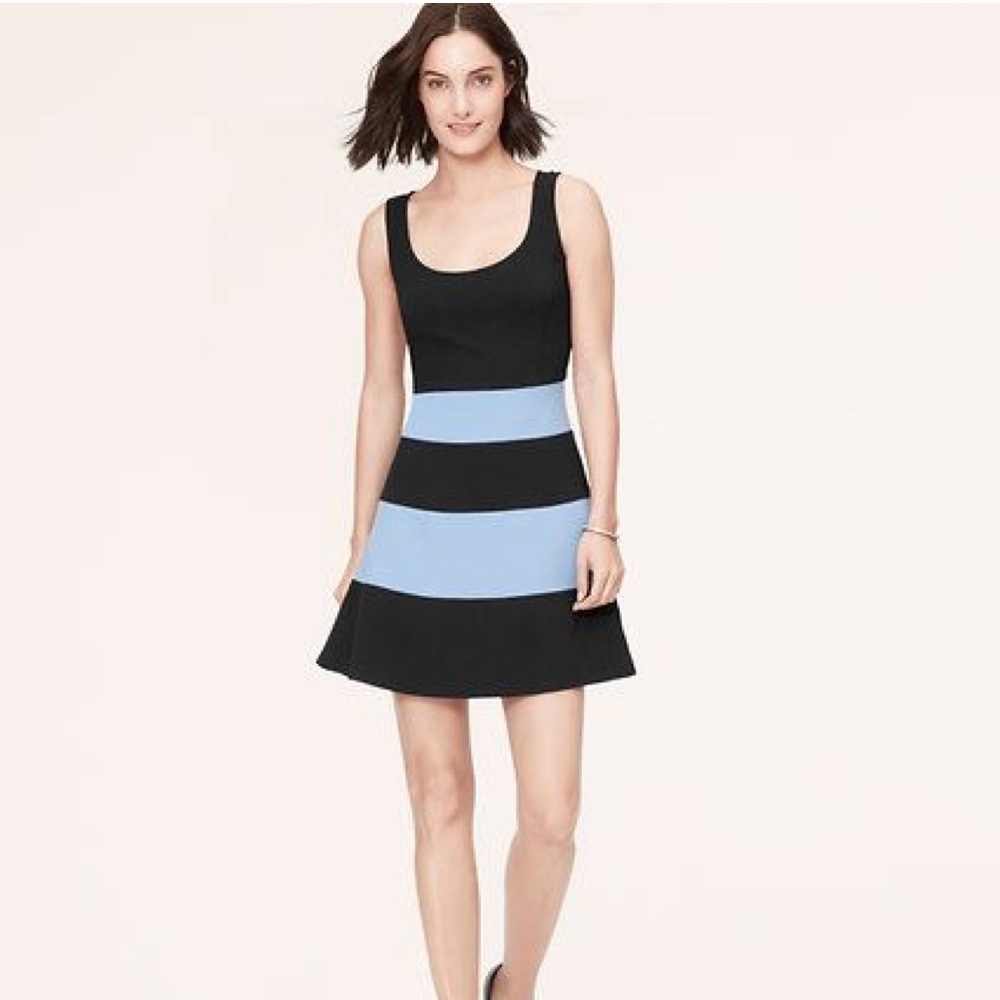 LOFT Fit & Flare Striped Dress