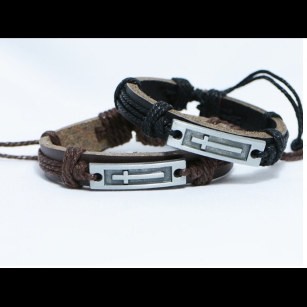 Cross Genuine Leather Religious Bracelet