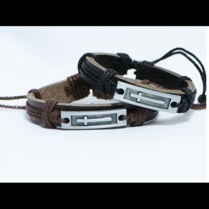 Cross Genuine Leather Religious Bracelet