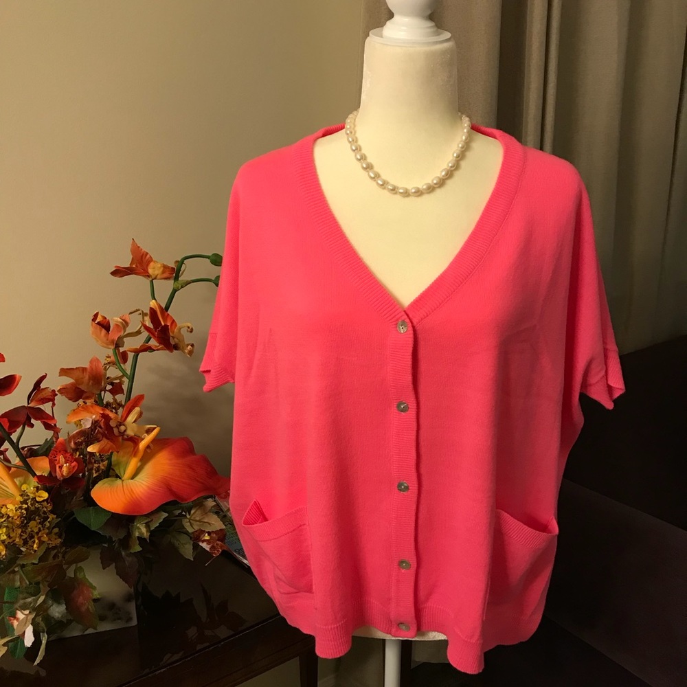 Ya Los Angeles Neon Pink Cardigan Sweater