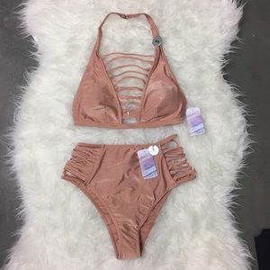 Raw Ladder Cutout Bikini and High Waisted Bottom