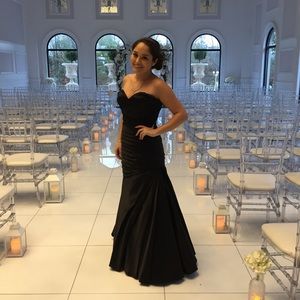 Allure Bridals 1406 Bridesmaid Black Satin Dress