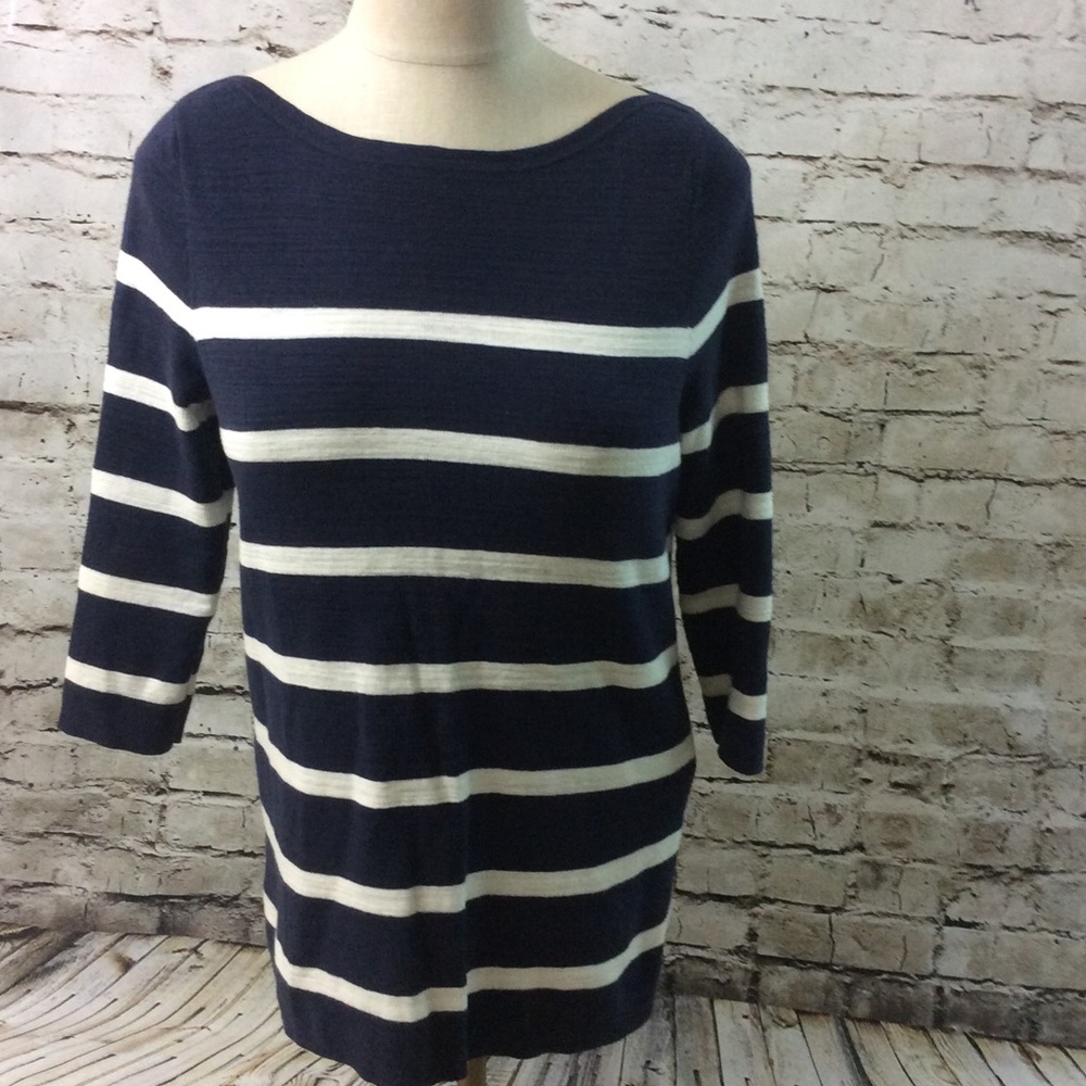 Ann Taylor Loft Navy White Stripe Top Sweater
