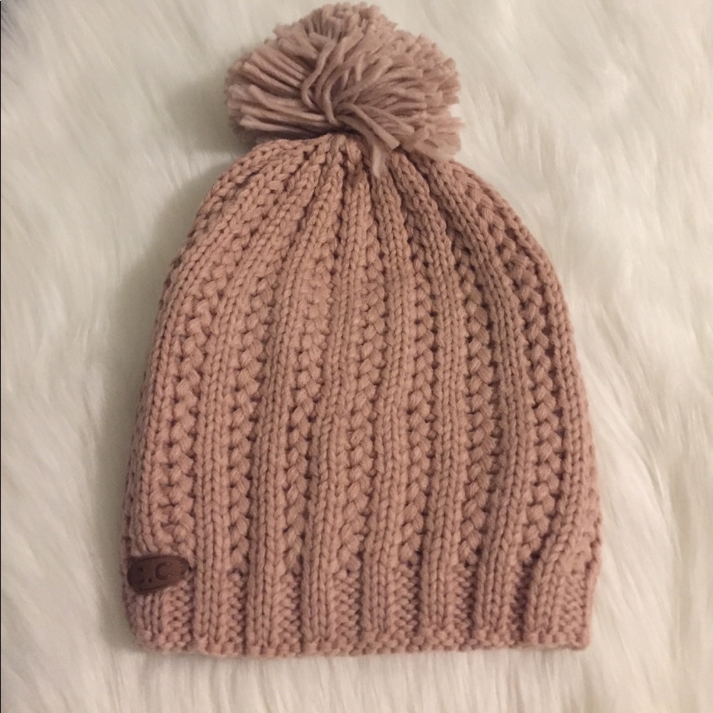 Mauve pink Pom Pom beanie