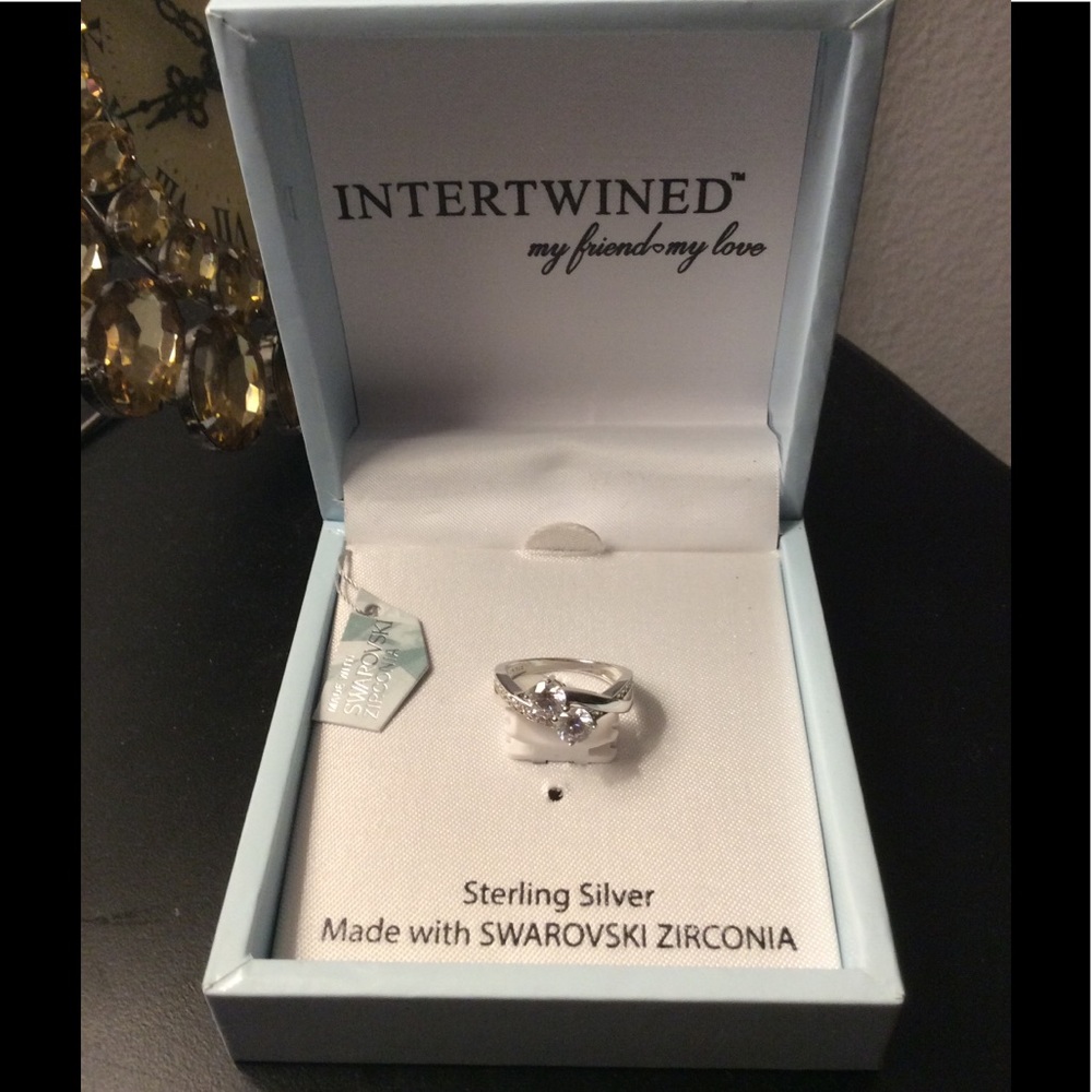 Swarovski SterlingSilver CubicZirconia 2 StoneRing