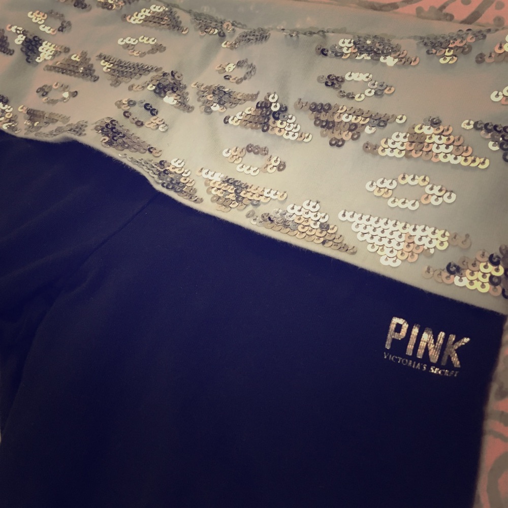 VS Pink flare yoga pant with sequin waistband