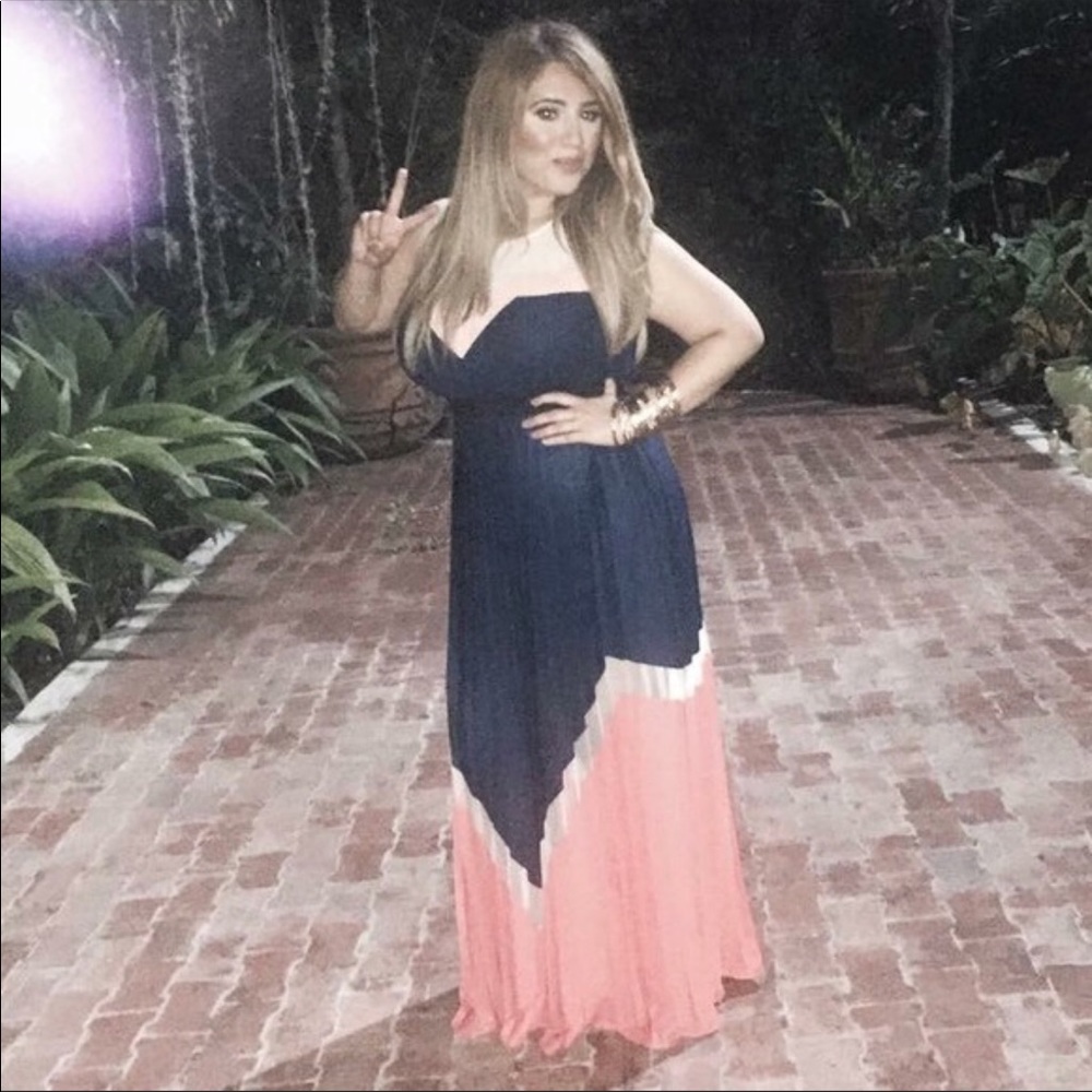 BCBG long pleated empire waist dress!