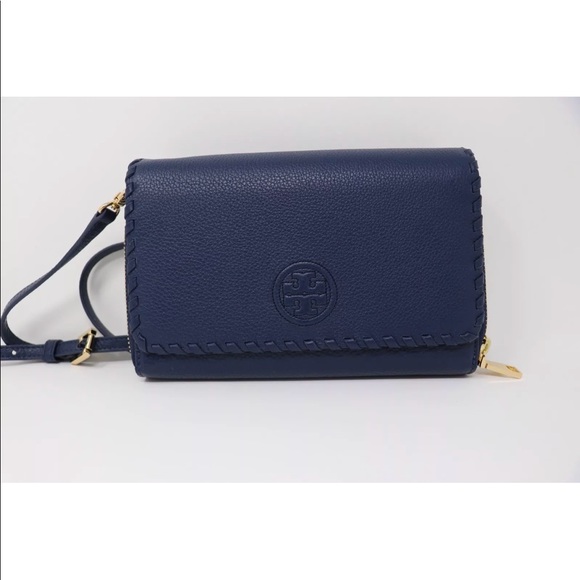 Tory Burch Marion Flat  Wallet  Crossbody Bag/navy - Picture 2 of 6