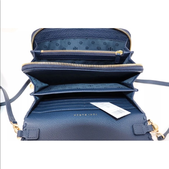 Tory Burch Marion Flat  Wallet  Crossbody Bag/navy - Picture 3 of 6