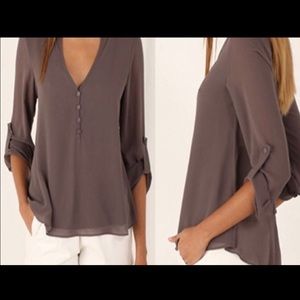 New Tan/Beige Chiffon Button Down Blouse
