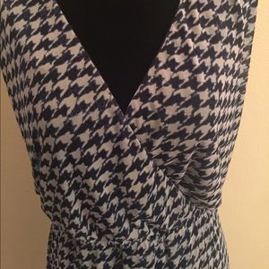 Navy Houndstooth sleeveless dress w/ navy lining