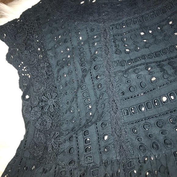 Navy Cap sleeve cutout peplum tom - Picture 2 of 2