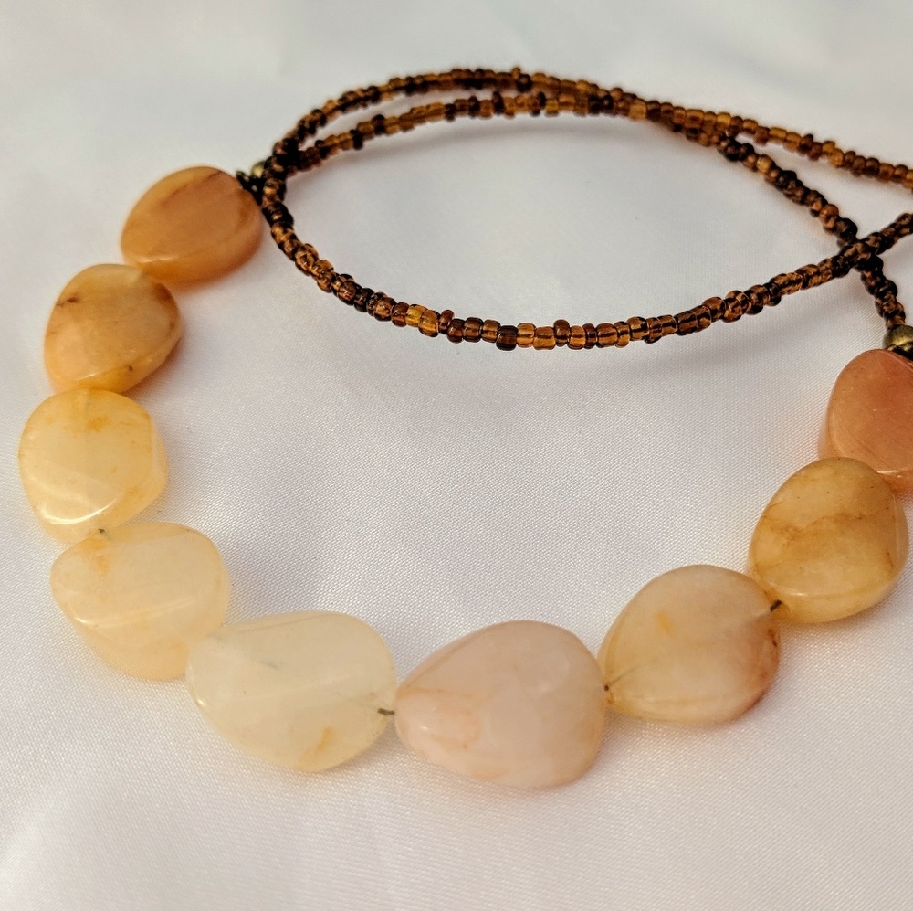 Handmade ombré agate necklace, orange gemstones